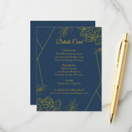 Tarjeta De Recepción Detalles de Boda Elegancia Dorada