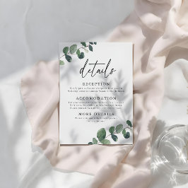 Tarjeta De Recepción Detalles de Boda Elegancia Verde Frondosa