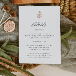 Tarjeta De Recepción Detalles de Boda Elegante Floral en el Jardín