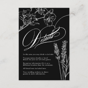 Tarjeta De Recepción Detalles de Boda Elegante Gótico con Flores Silves