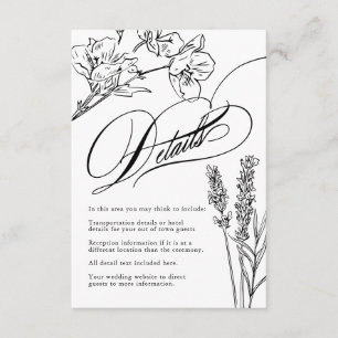 Tarjeta De Recepción Detalles de Boda Elegante Gótico con Flores Silves