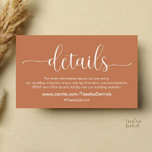 Tarjeta De Recepción Detalles de Boda Elegante Moderna y Sitio Web