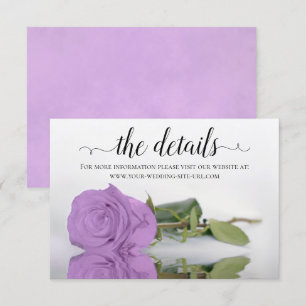 Tarjeta De Recepción Detalles de Boda Elegante Rosa Púrpura Lila Sitio 