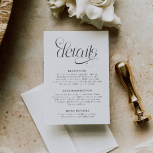 Tarjeta De Recepción Detalles de Boda Elegantes