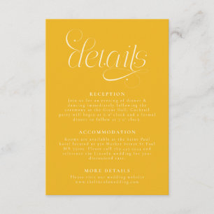 Tarjeta De Recepción Detalles de Boda Elegantes Amarillo