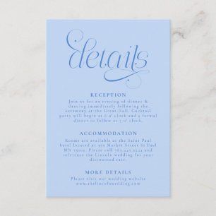Tarjeta De Recepción Detalles de Boda Elegantes Azul Hielo