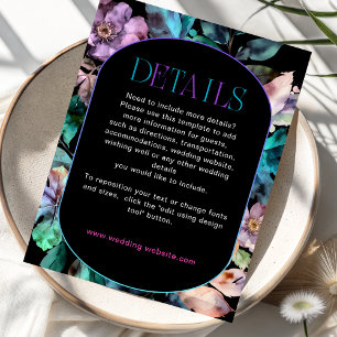 Tarjeta De Recepción Detalles de boda elegantes azul violeta y melancól
