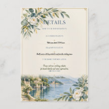 Detalles de boda elegantes azul y dorado en el lag