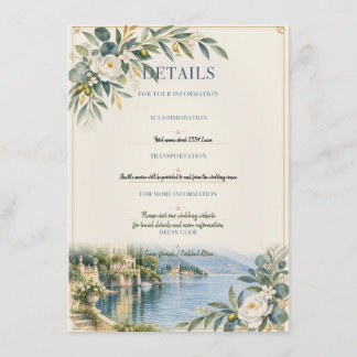 Tarjeta De Recepción Detalles de boda elegantes azul y dorado en el lag