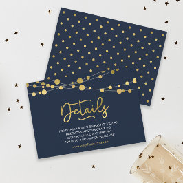 Tarjeta De Recepción Detalles de Boda Elegantes Cadenas de Luces Azules