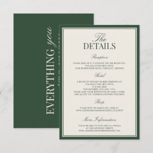 Tarjeta De Recepción Detalles de Boda Elegantes Clásicos de Dinero Anti