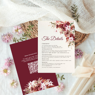 Tarjeta De Recepción Detalles de Boda Elegantes con Acuarela en Rosa y