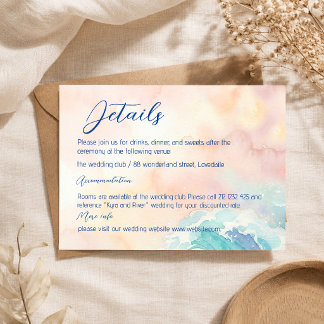 Tarjeta De Recepción Detalles de Boda Elegantes con Acuarela Pastel
