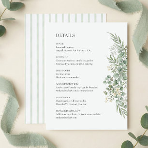Tarjeta De Recepción Detalles de Boda Elegantes con Eucalipto Botánico