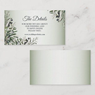 Tarjeta De Recepción Detalles de Boda Elegantes con Hojas Verdes y Acei