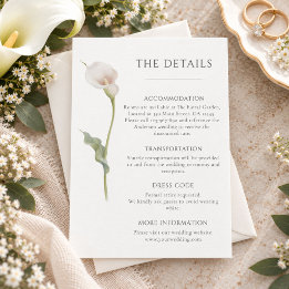 Tarjeta De Recepción Detalles de Boda Elegantes con Lirio de Calla Mini