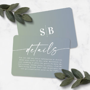 Tarjeta De Recepción Detalles de Boda Elegantes con Ombre Azul Polvo y