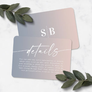 Tarjeta De Recepción Detalles de Boda Elegantes con Ombre Azul Polvo y 