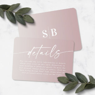 Tarjeta De Recepción Detalles de Boda Elegantes con Ombre Off-White y M