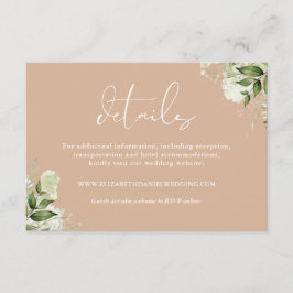 Tarjeta De Recepción Detalles de Boda Elegantes con Verde Tan