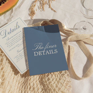 Tarjeta De Recepción Detalles de Boda Elegantes de Azul y Blanco Old Mo