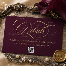 Tarjeta De Recepción Detalles de boda elegantes de Borgoña