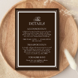 Tarjeta De Recepción Detalles de Boda Elegantes de Café