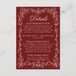 Tarjeta De Recepción Detalles de boda elegantes de dinero antiguo de Bo