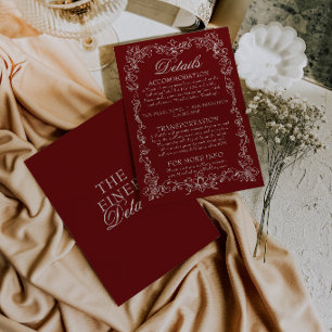 Tarjeta De Recepción Detalles de boda elegantes de dinero antiguo de Bo