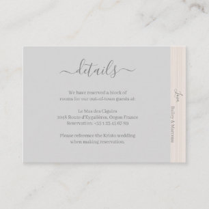 Tarjeta De Recepción Detalles de boda elegantes de madera gris claro en