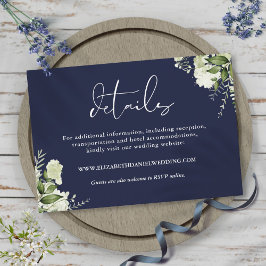 Tarjeta De Recepción Detalles de Boda Elegantes de Verde con Azul Marin