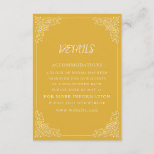 Tarjeta De Recepción Detalles de Boda Elegantes Dorados Blancos Vintage