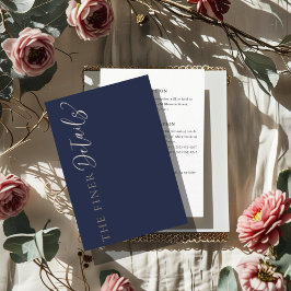 Tarjeta De Recepción Detalles de Boda Elegantes en Azul Marino