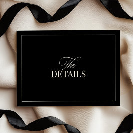 Tarjeta De Recepción Detalles de Boda Elegantes en Blanco y Negro