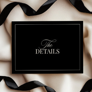 Tarjeta De Recepción Detalles de Boda Elegantes en Blanco y Negro