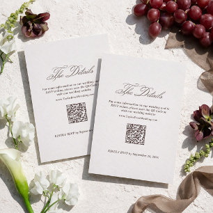 Tarjeta De Recepción Detalles de Boda Elegantes en Marfil y Marrón