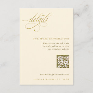 Tarjeta De Recepción Detalles de Boda Elegantes en Oro y Ecru