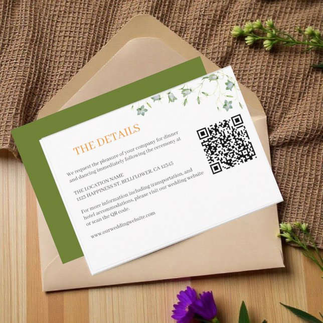 Tarjeta De Recepción Detalles de Boda Elegantes Florales en Verde Oliva (Subido por el creador)