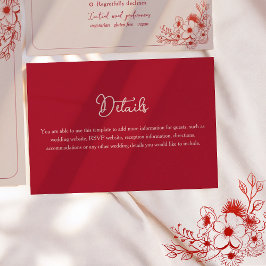 Tarjeta De Recepción Detalles de Boda Elegantes Florales Rosados Rojos