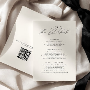 Tarjeta De Recepción Detalles de boda elegantes marfil código QR dinero
