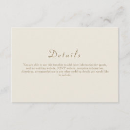 Tarjeta De Recepción Detalles de Boda Elegantes Marfil Dorado