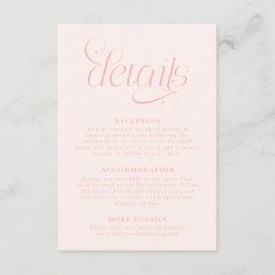 Tarjeta De Recepción Detalles de Boda Elegantes Melocotón