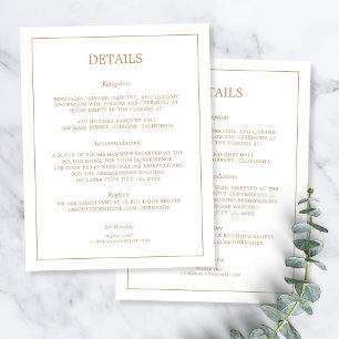 Tarjeta De Recepción Detalles de boda elegantes minimalistas con borde