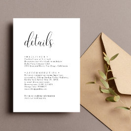 Tarjeta De Recepción Detalles de Boda Elegantes Minimalistas Personaliz