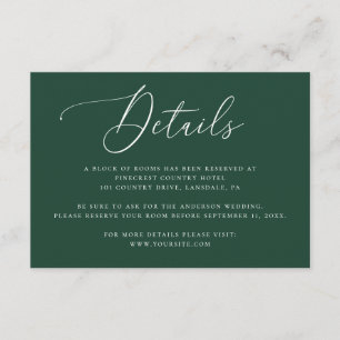 Tarjeta De Recepción Detalles de Boda Elegantes Modernos Bosque Oscuro
