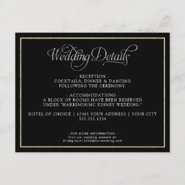 Tarjeta De Recepción Detalles de Boda Elegantes Monograma Script Dorado