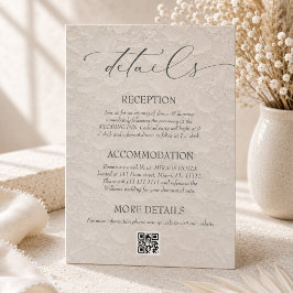 Tarjeta De Recepción Detalles de Boda Elegantes Neutros con Código QR