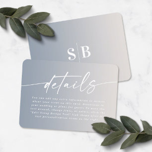 Tarjeta De Recepción Detalles de Boda Elegantes Ombre Marfil y Azul Pol