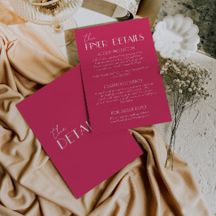 Tarjeta De Recepción Detalles de boda elegantes rosa frambuesa