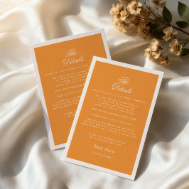 Tarjeta De Recepción Detalles de Boda Elegantes Rosa Naranja de Atardec
